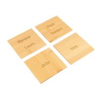 4 sottobicchieri in legno incisi con supporto coordinato - Sottobicchiere in bambù con incisione di testo - Sottobicchiere personalizzabile