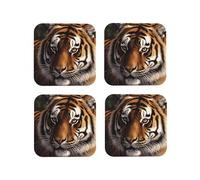 4 sottobicchieri in pelle per bevande, set di sottobicchieri con tigre del Bengala per diversi tipi di tazze, tappetino estetico per la decorazione d