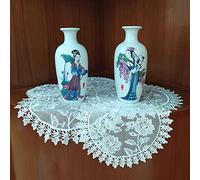 4 sottobicchieri in pizzo, rotondi, a forma di fiore, opachi, da tavolo, all'uncinetto, per sala da pranzo, cucina, banchetto, matrimonio, decorazione da 40 cm, narciso