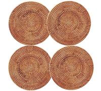 4 Pezzo Sottobicchieri in Rattan, Tovagliette Rotonde in Rattan, Tovagliette Isolate in Rattan Intrecciato, Rattan Selvatico, per Tavoli da Pranzo e Cucine, Con Un'Atmosfera Rustica
