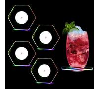 4 sottobicchieri LED per bicchieri, adatti per bottiglie di vino, feste, bar, banchetti