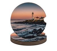 4 sottobicchieri per auto per portabicchieri antiscivolo assorbenti sottobicchieri per auto rimovibili Portland River Lighthouse Sunrise Cup Holder Coaster per donne uomini accessori interni auto
