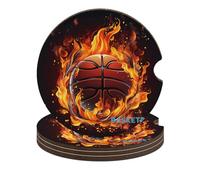 4 sottobicchieri per auto per portabicchieri per auto portabicchieri portabicchieri rimovibile portabicchieri logo basket con fiamme sottobicchiere per donne accessori interni auto