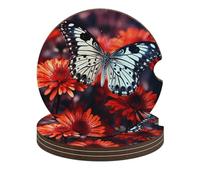 4 sottobicchieri per auto per portabicchieri per auto portabicchieri portabicchieri rimovibili portabicchieri colorati fiori farfalle sottobicchiere per donne accessori interni auto