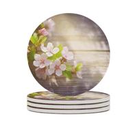 4 sottobicchieri per bevande a forma di primavera e fiore con base in sughero, sottobicchieri rotondi per tazze, tappetino di protezione da tavolo per vari tipi di tazze