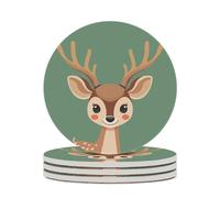4 sottobicchieri per bevande con motivo a cervo dei cartoni animati e base in sughero, sottobicchieri rotondi per tazze, tappetino di protezione da tavolo per vari tipi di tazze
