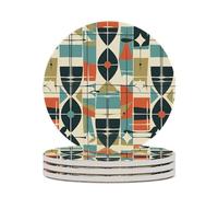 4 sottobicchieri per bevande moderni di metà secolo con base in sughero, sottobicchieri rotondi per tazze, tappetino di protezione da tavolo per vari tipi di tazze