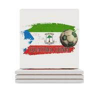 4 sottobicchieri quadrati in ceramica, a tema calcio, Guinea equatoriale, per proteggere il tavolo, il tavolino da caffè, l'ufficio, la casa, regali di inaugurazione della casa