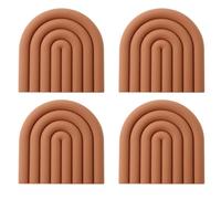 4 sottopentola in silicone per piatti caldi, 15 x 15 cm, 4 pezzi, in silicone, adatti per cucina e casa, estetici eleganti con luce tenue (marrone arancione)