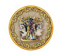 4 Sottotutto da 20 cm Decorato in Legno Rotondo sotto Bicchiere, Piatto, pentola Teste di Moro Giallo