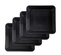 4 sottovasi quadrati in plastica da 15,5 cm, colore nero, per piante e vasi di fiori, per giardino/balcone, interni ed esterni