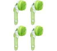 4 spazzole da bagno per cani, portatile, con dispenser di sapone, spazzola per shampoo per cani in morbido silicone, strumento per massaggi e bagni, con manico lungo, per la doccia degli animali