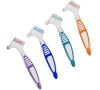 4 spazzole dentali per protesi, spazzola per protesi a doppio lato con custodia, manico ergonomico, spazzola per la pulizia della protesi per un'accurata igiene orale