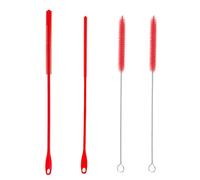 4 spazzole per la pulizia della cannuccia, spazzola in acciaio inox, spazzola per la pulizia della cannuccia in silicone, spazzola per la pulizia dell'erba, detergente per bottiglie d'acqua (rosso)