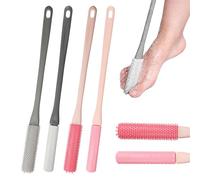 4 spazzole per la pulizia delle dita dei piedi, con manico lungo in silicone, spazzola morbida, pratica spazzola per dita dei piedi, adatta per anziani, di mezza età e anziani, uomini e donne (grigio
