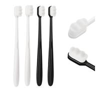 4 spazzolini da denti con setole morbide, nano spazzolino da denti, nano spazzolino da denti, extra morbido, con 20000 setole, per gengive fragili, adulti e bambini (2 neri + 2 bianchi)