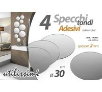 GICOS IMPORT EXPORT SRL Set 4 Specchi da Parete Adesivi Forma Tonda 30 cm Spessore 3 mm Adesivi Inclusi ORR-797613