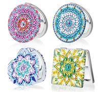 4 specchi tascabili compatti per pittura a diamante, con copertura per pittura a diamante, portatile, con ingrandimento, pieghevole, kit artistico per donne, ragazze e bambini (ovely)