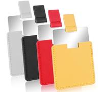 4 specchietti da viaggio in acciaio inox, 6,5 x 7 cm, con custodia protettiva