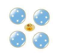 4 spille a bottone con bandiera della Micronesia, spille rotonde in vetro cristallo, souvenir da viaggio della Micronesia, accessori per il giorno del patriota del 4 luglio