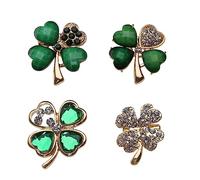 4 spille a forma di quadrifoglio, alla moda, Rassonstonstones con risvolto, piccole matite a bottone, per sacchetti di vestiti, maglioni, accessori per feste, favore per le donne