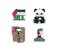4 spille con bandiera della Palestina, spilla da bavero per la pace nel mondo della Palestina, spilla creativa in lega a forma di panda