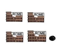 4 spille Luang con simbolo dell'Italia Roma, stile vintage, architettura romana, castello, spille creative in lega, souvenir di viaggio, 3 cm x 1,8 cm, metallo, senza pietre preziose, 3cm x