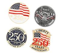 4 spille patriottiche retrò ondulate, ideali per giacche, souvenir, risvolto, incroci al confine