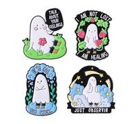 4 spille smaltate a forma di fantasma di Halloween, con scritta "I am not Lost, I am Healing Ghost Butter", spille da bavero, per cappelli, abiti, jeans, vestiti