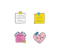 4 spille smaltate con lettere positive Enjoy Today Inspirational Detto Spille Everything is goings to be OK Lapel Badge Creativo Memo Note Spilla Zaini Abbigliamento Cappelli Decorazione Accessorio