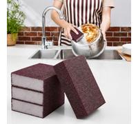 4 spugne abrasive resistenti per la pulizia della sabbia del diamante, blocco abrasivo per grasso, cibi bruciati, pentole, padelle, griglie, lavelli, tappetini antigraffio per la pulizia della cucina