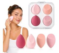 4 spugne per il trucco, miscelatori di bellezza multicolore per crema liquida in polvere, strumenti professionali per il trucco con scatola (rosa)