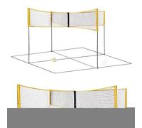 4 Square Volleyball Net - Volleyball Net | Easy Setup Backyard Badminton Nets | Beach Game With Volleyballs Nets | 4-Sides Volleyballs Badminton Game Neet Set For Pool Schoolyard Beach Backyard Park