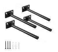 4 staffe per mensole galleggianti in acciaio massiccio nero, 15,2 cm, staffe nascoste per mensole in legno galleggianti, supporto per mensole cieche nascoste, viti e tasselli inclusi