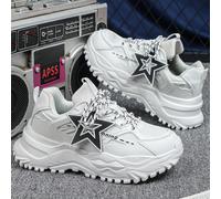 4 stagioni Sneaker bianche alla moda da uomo con suola spessa, pendente rimovibile a forma di stella, scarpe casual comode e chunky dallo stile retrò athflow adatte come regalo di Natale, per il pendo