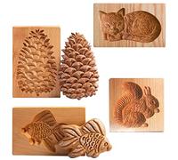 4 stampi in legno per biscotti intagliati in legno per biscotti fai da te stampi per biscotti formine per biscotti divertenti 3D stampo goffratura modello animale strumento di cottura
