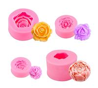 4 stampi in silicone 3D a forma di fiori, in silicone, per sapone, fondente, candele, caramelle, cioccolato, decorazione per torte