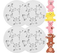 4 stampi in silicone 3D a forma di orsetto, stampi per fondente a forma di orsetto, stampi per cioccolatini, gelatine, candele, caramelle, decorazioni per torte, cupcake, topper per caramelle, argilla