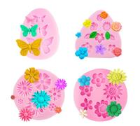 4 stampi in silicone a forma di fiore 3D, a forma di margherita, per fondente, cioccolato, cupcake, decorazione di torte, cottura, sapone, caramelle, gelatine, zucchero, candele, argilla polimerica