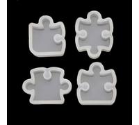 4 stampi in silicone a forma di puzzle in cristallo, per gioielli, ciondoli, strumenti per la creazione di sottobicchieri in resina epossidica