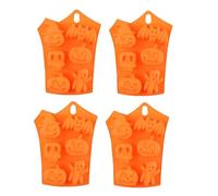 4 stampi in silicone a forma di zucca, stampi per dolci di Halloween per caramelle, gelatina, cubetti di ghiaccio, biscotti, stampi per cioccolato, 23,2x17 cm