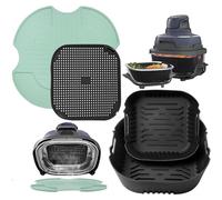 4 stampi in silicone e sottopentola e griglia anti proiezione in silicone per Ninja CRISPi Friggitrice ad aria FN101EUSG, Air Fryer Accessori per Ninja FN101EU (verde chiaro)