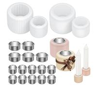 4 stampi in silicone per candele, con 15 pezzi, portacandele in metallo, stampi in silicone, per versare candele a bacchetta