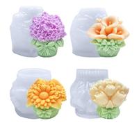 4 stampi in silicone per resina, candele e sapone, margherite 3D e tulipano, regalo fai da te per San Valentino e festa della mamma, per cera di soia, cera d'api e resina (Calla)