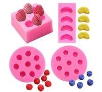4 stampi per fondente a forma di fragola, mandarino, lampone e mirtillo, in silicone 3D, frutti di bosco, mandarino, arancia, cioccolato, caramelle, decorazioni per torte, cupcake, decorazioni per
