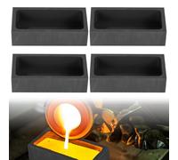 4 stampi per lingotti in grafite, crogioli rettangolari per fusione di oro, argento, rame, stampi per colata di precisione, dimensioni interne 9 x 4 x 2 cm, resistenti al calore, per gioielli fai da