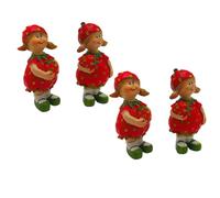 4 statuette decorative, statuette da giardino come fragola, figure di frutta come fragola, figure estive, fragole, bambini in ceramica in set da 4 pezzi in rosso, misura una: L x A 2 x 3 x 6 cm.