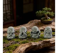 4 statuette di piccolo monaco, con scritta in inglese "See Hear Speak No Evil Monk", decorazione da scrivania, monaco zen, scultura in resina, mini monaco buddista, decorazione zen per casa, ufficio
