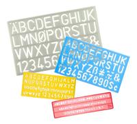 4 stencil lettere alfabeto per bambini, normografo con lettere grandi, stencil in plastica riutilizzabili per scrivere, disegnare e fare lavoretti, colori casuali