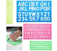 4 stencil per lettere dell'alfabeto, in plastica, dimensioni assortite, righello per imparare, dipingere, scrapbooking, fai da te